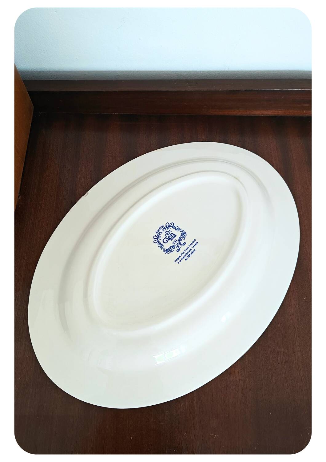 Faïencerie de gien plat de service ovale bleu aurélie