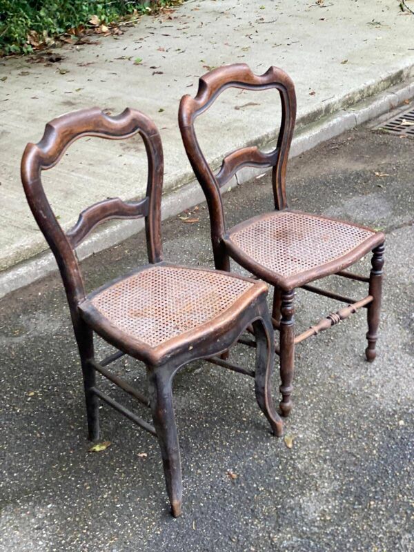 2 chaises cannées Louis Philippe du 18ème