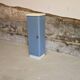 Small Mado 1960 kitchen column unit in yellow formica restyled in blue