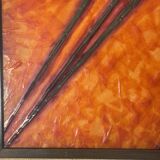 Antonio Secci, brutalist abstract painting, mixed media Italy Milano 69