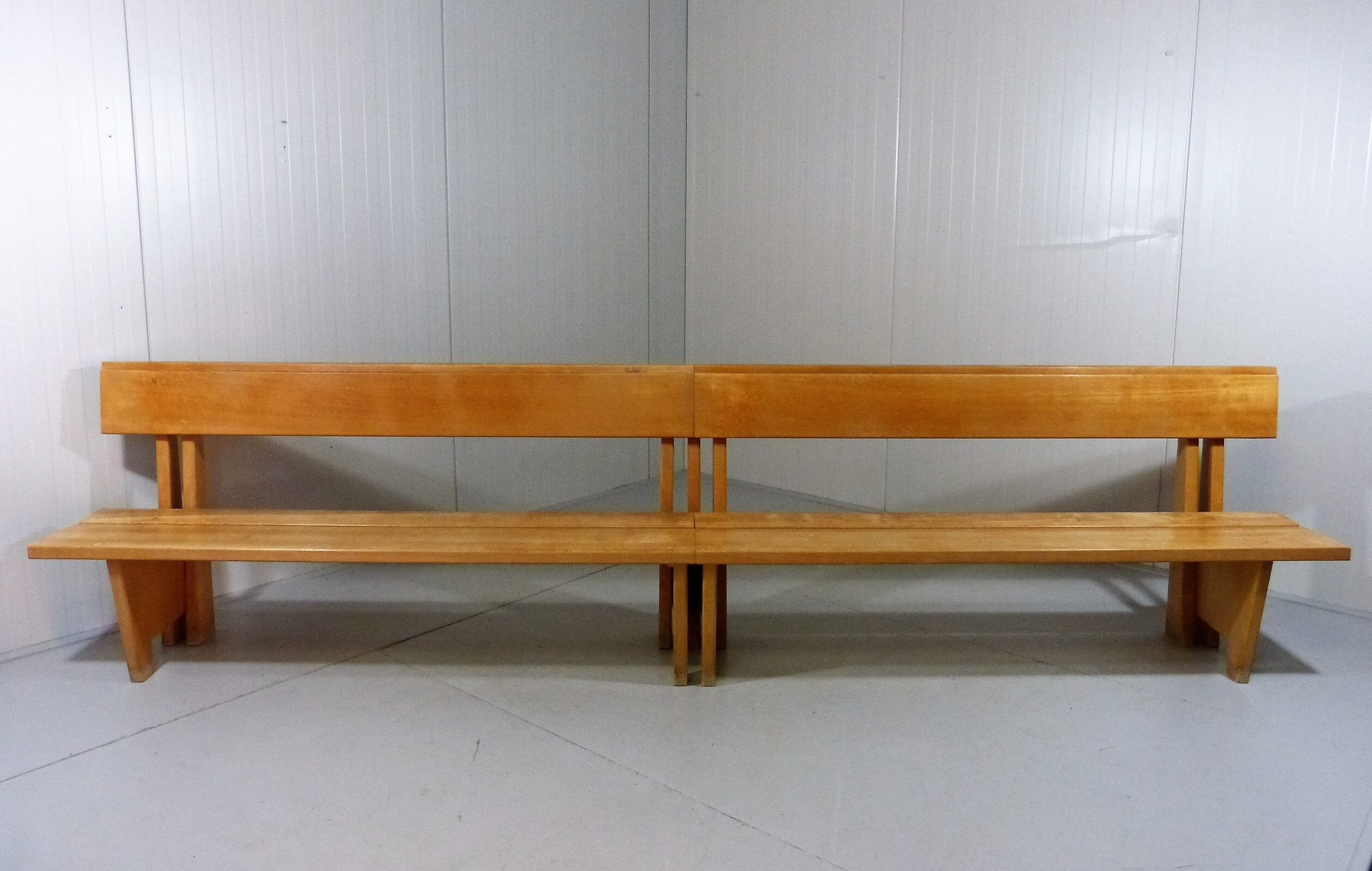 Modernist solid beech wooden pew 1960’s