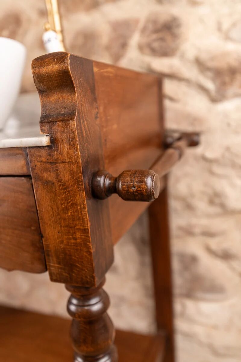 Meuble vasque ancien marbre et bois de style Louis-Philippe