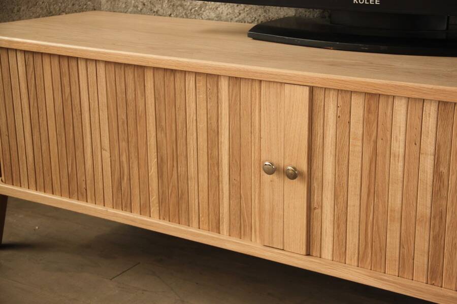 Scandinavian solid oak TV cabinet