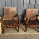 Paire de fauteuils marocains bois vintage
