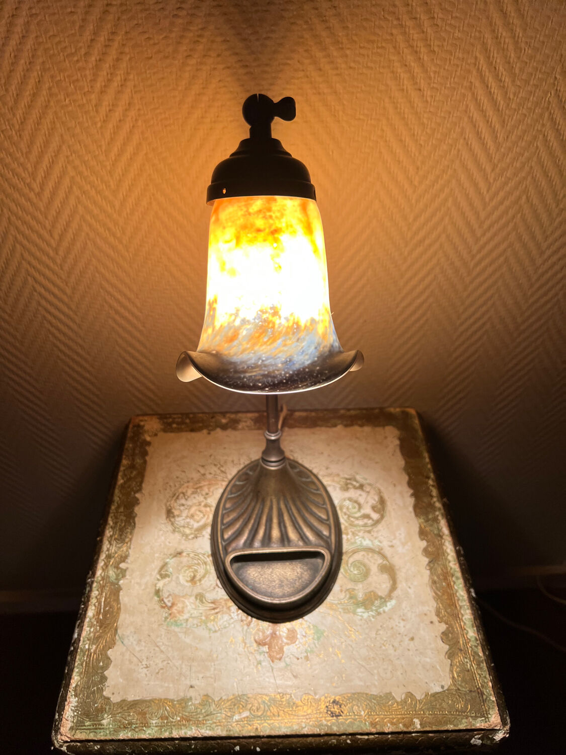 Adjustable table lamp in glass paste, 1960s