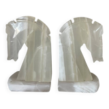 Pair of onyx horse head bookends