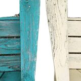 Pair of antique painted wooden garden chairs