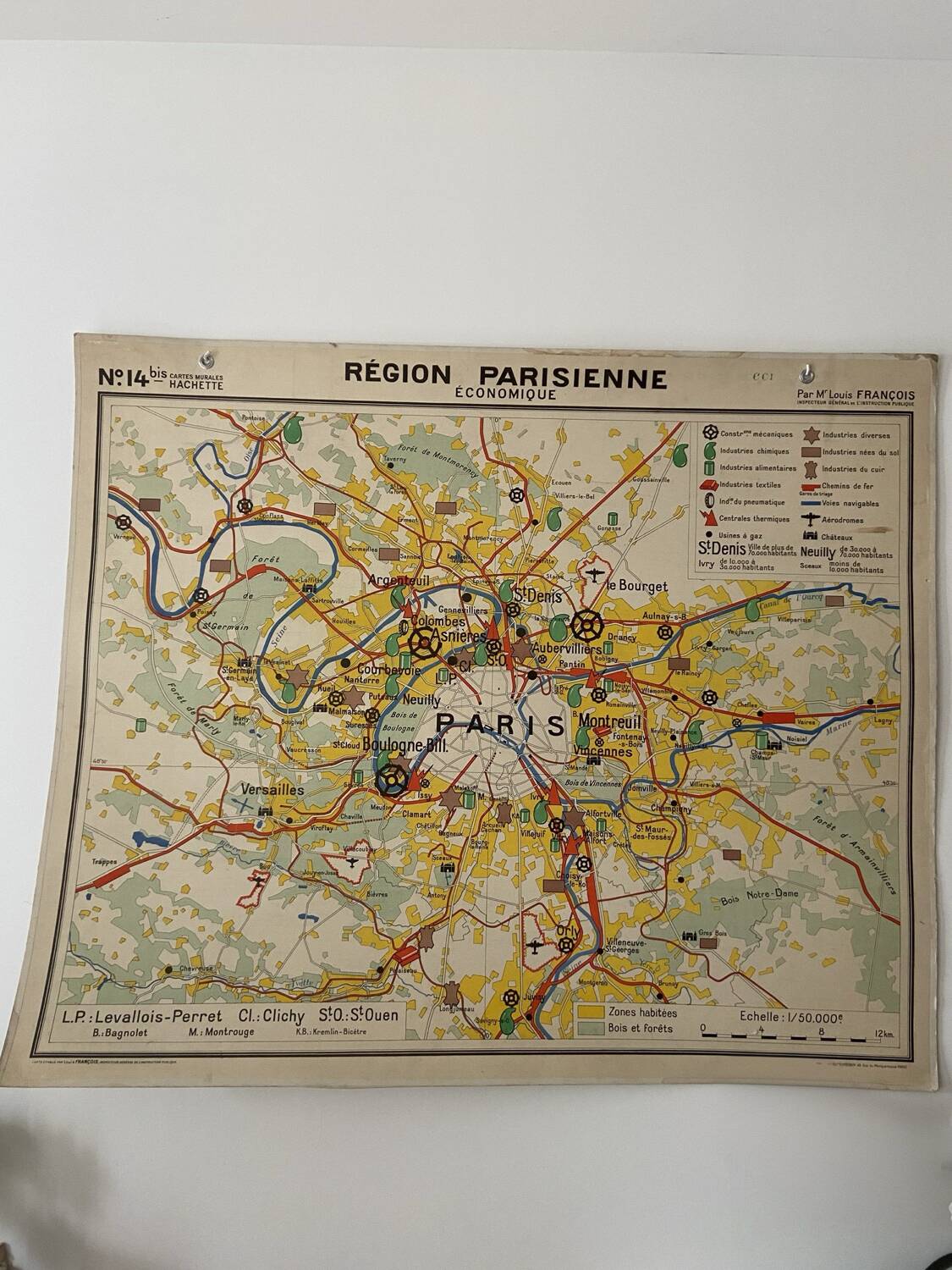Ancienne carte scolaire Hachette – Bassin parisien & Région parisienne