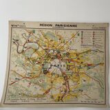 Ancienne carte scolaire Hachette – Bassin parisien & Région parisienne