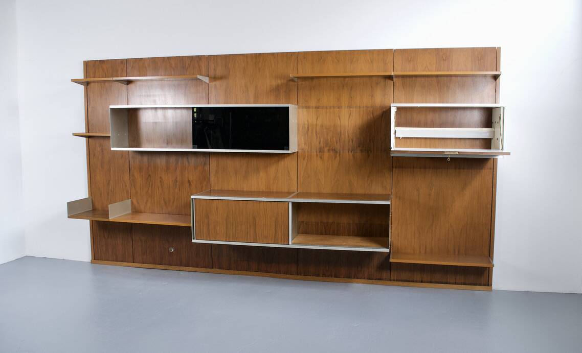 MODULAR WALL SYSTEM WITH ROSEWOOD PANELS GEORGES FRYDMAN 1970s