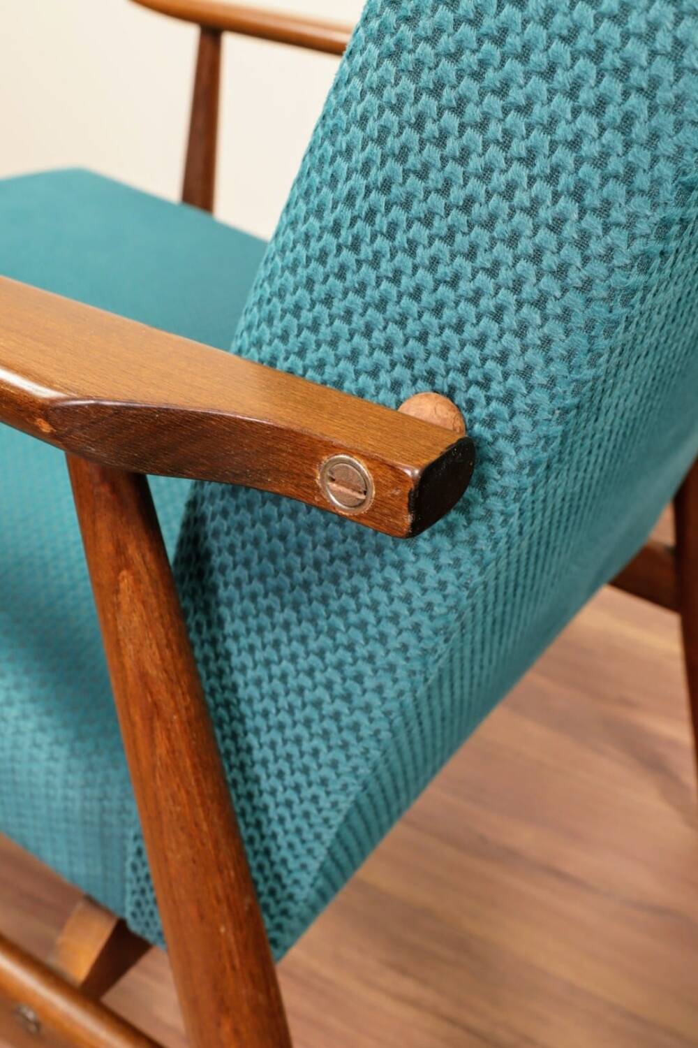 Scandinavian Lounge Chair Mid Century Design Turquoise Vintage Fabric