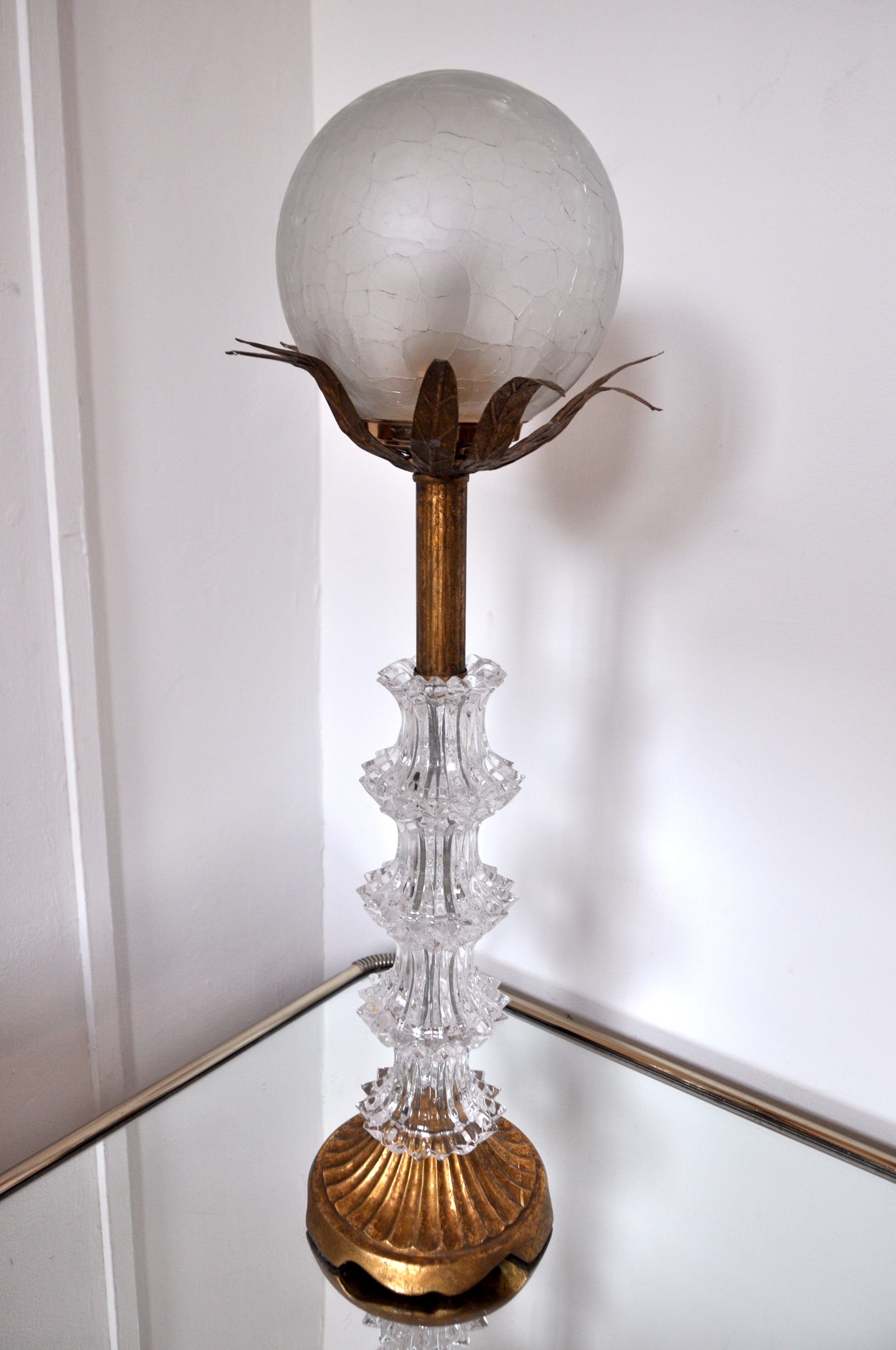 Art Deco crystal floral lamp