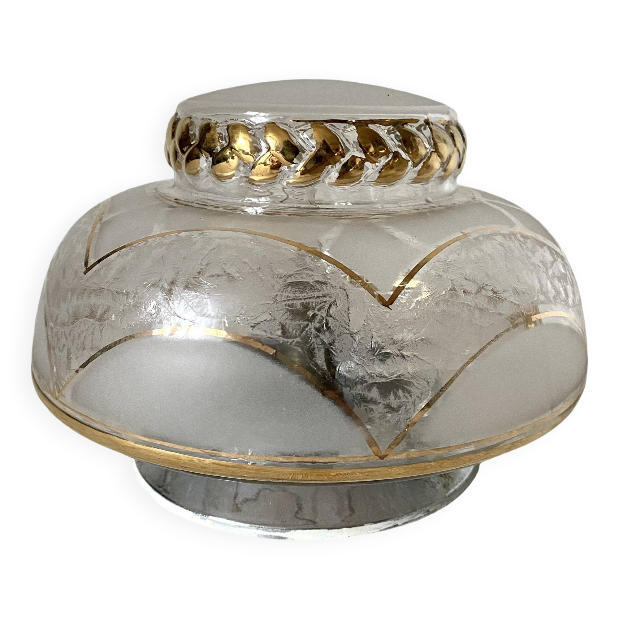 Art Deco ceiling light in frosted glass and gold