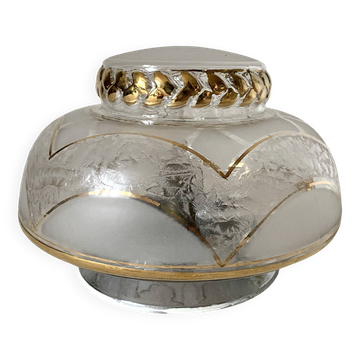 Plafonnier art déco en verre dépoli et or