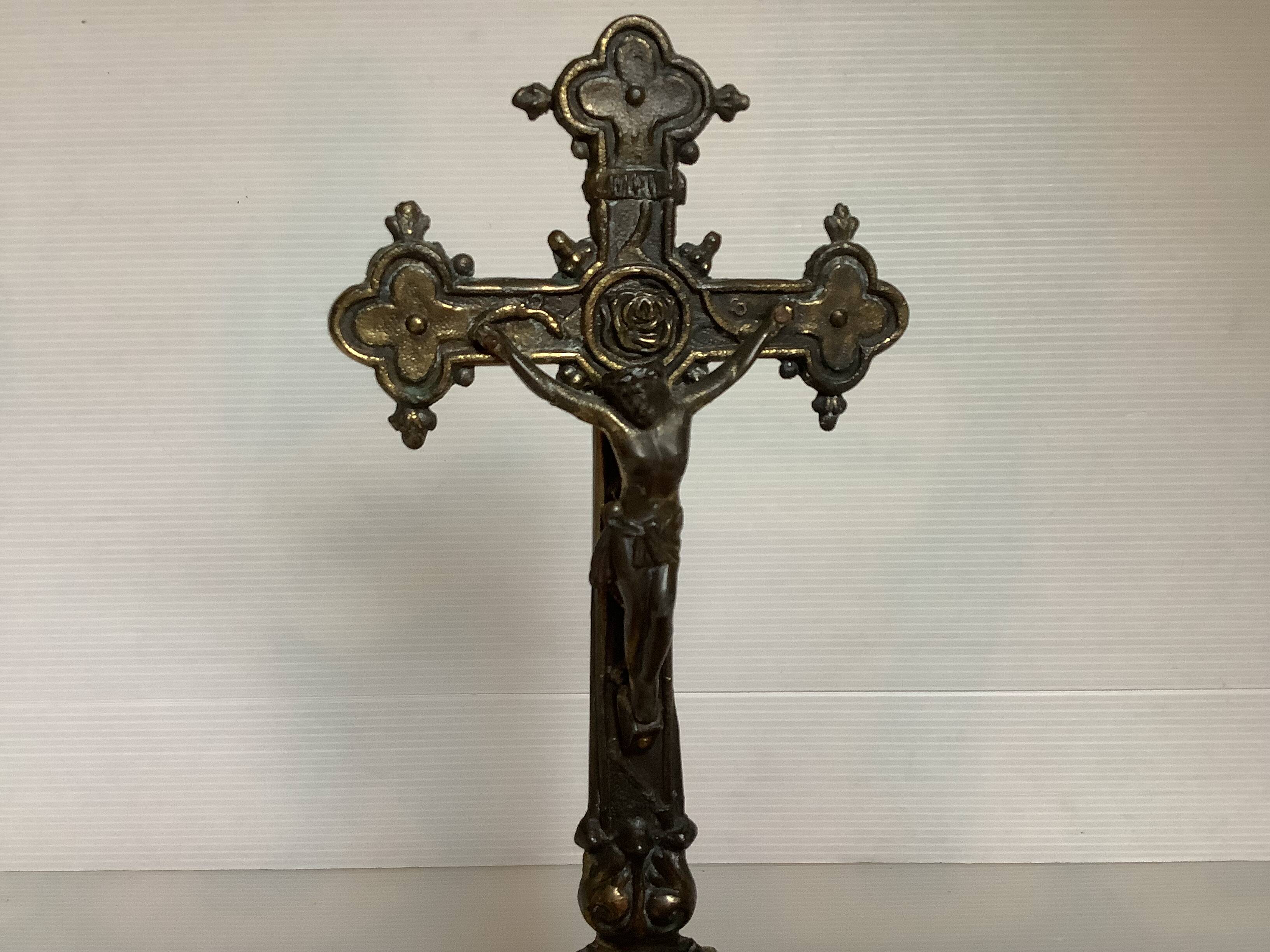 Old crucifix in zamak Belgium