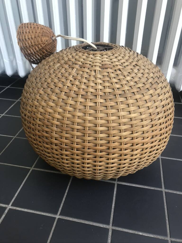 Rattan chandelier suspension old vintage craftsmanship 1960