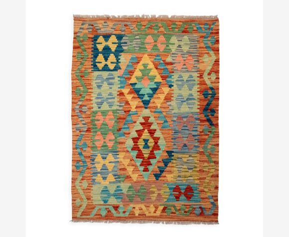 Tapis Kilim afghan en laine fait main coloré 110x82 cm