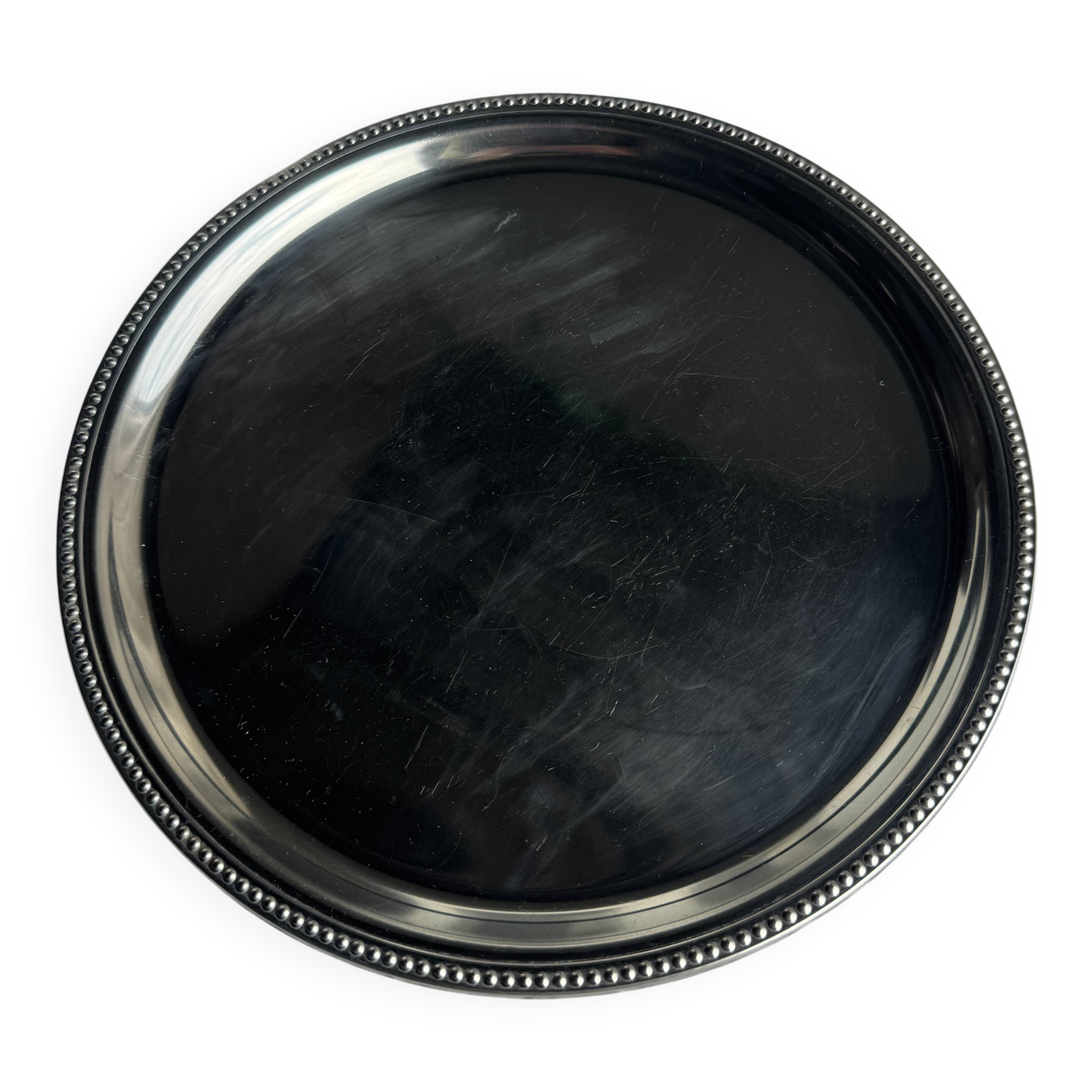 Vintage circular plate with pearl stripe D27