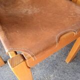 6 chaise regain orme massif et cuir epais