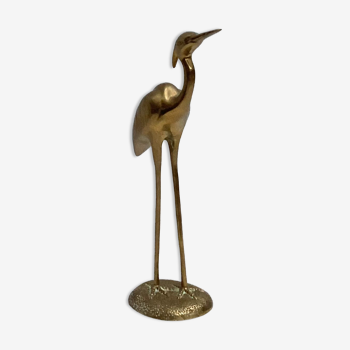 Figurine de heron en laiton doré vintage dimension