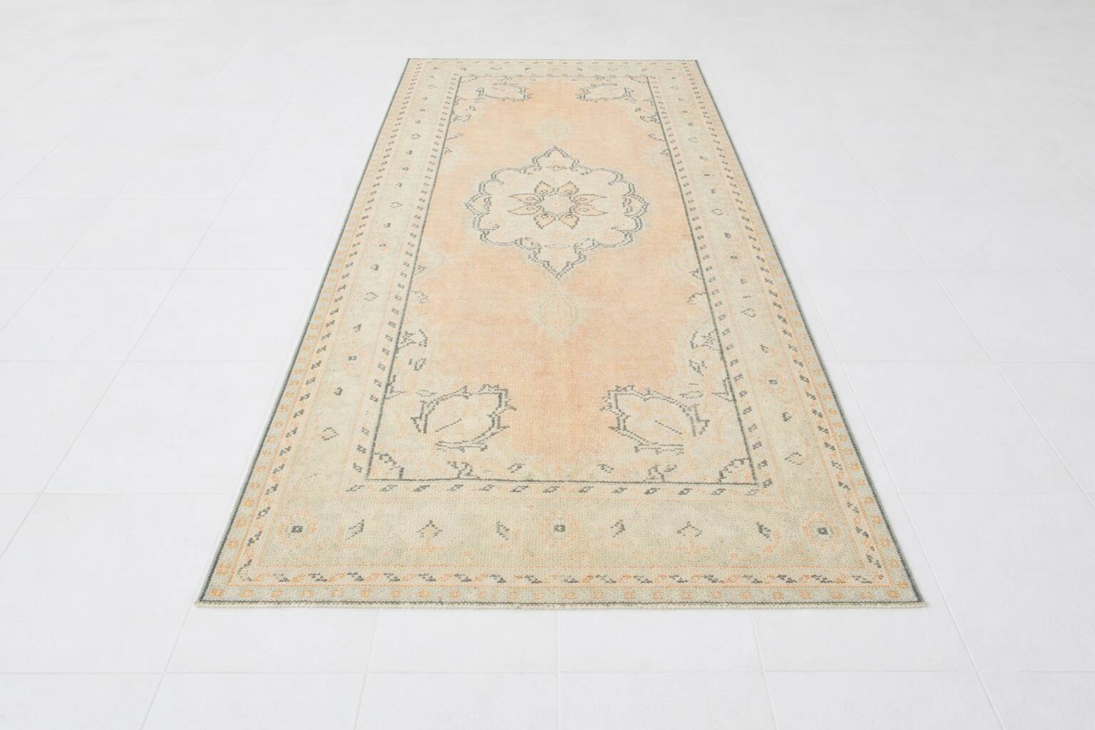 5x9 Soft Orange Handwoven Vintage Persian Rug, 157x263 Cm