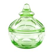 Art Deco bonbonniere, green crystal, Moser, Czechoslovakia, 1930s