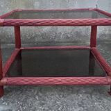 Maugrion bamboo and smoked glass coffee table, for Roche Bobois, 1980s