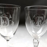 Partie de service de verres en cristal, chiffrés “F” ou “D” 40 pièces