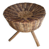 Vintage rattan ottoman stool from the 70s