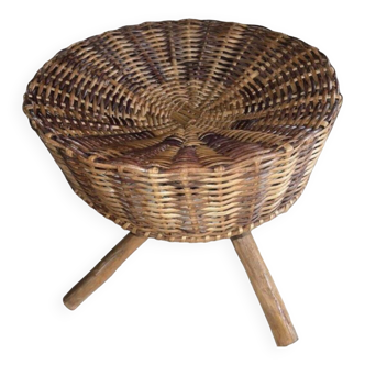 Vintage rattan ottoman stool from the 70s