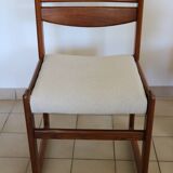 4 vintage brutalist chairs, reupholstered in cotton/linen.