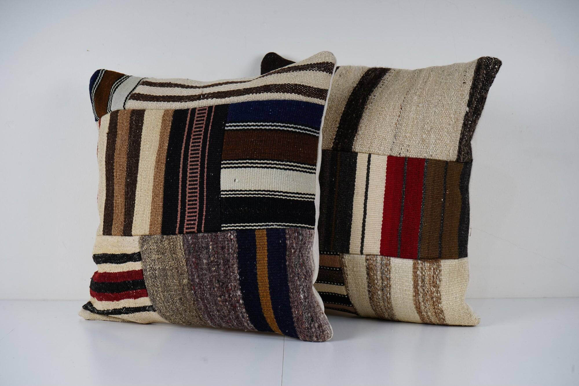 Set of 2 vintage kilim cushion covers 51x51 cm