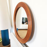 Round mirror in vintage rattan bamboo