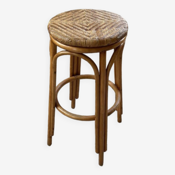 High wicker and rattan stool