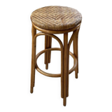 High stool in wicker and rattan