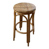 High stool in wicker and rattan