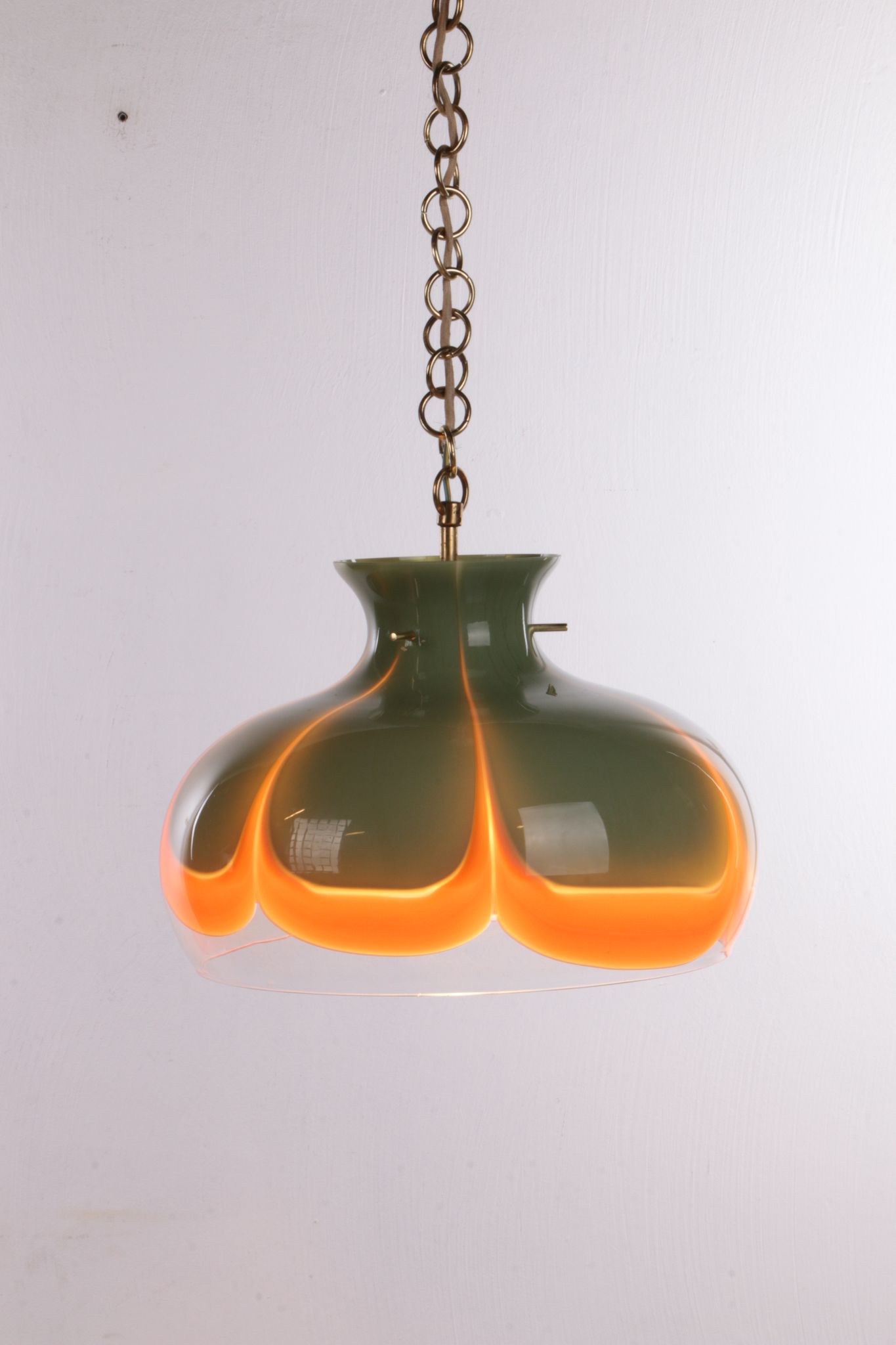 Suspension Kaiser Leuchten avec verre de Murano.
