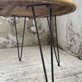 Wicker and metal coffee table from the 1950s