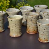8 stoneware cups/mugs by Gustave Tiffoche