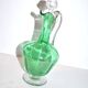 Green Venetian-ribbed crystal decanter – antique wine pitcher