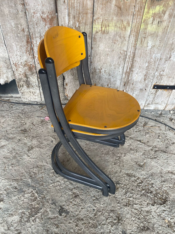 Paire de chaises souvignet modèle elodie métal gris & bois made in fran