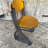 Pair of Chairs SOUVIGNET Model ELODIE Grey Metal & Wood Made in France