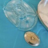 Metal appetizer server, frosted glass - RB hallmark