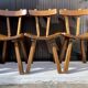 Set of 6 vintage chairs "Brutalist" in elm, 1950