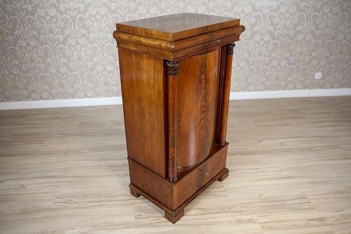 19th-Century Biedermeier Mahogany Wood and Veneer Linen Press