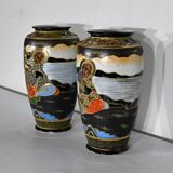 Pair of satsuma vases in japanese porcelain – early twentieth