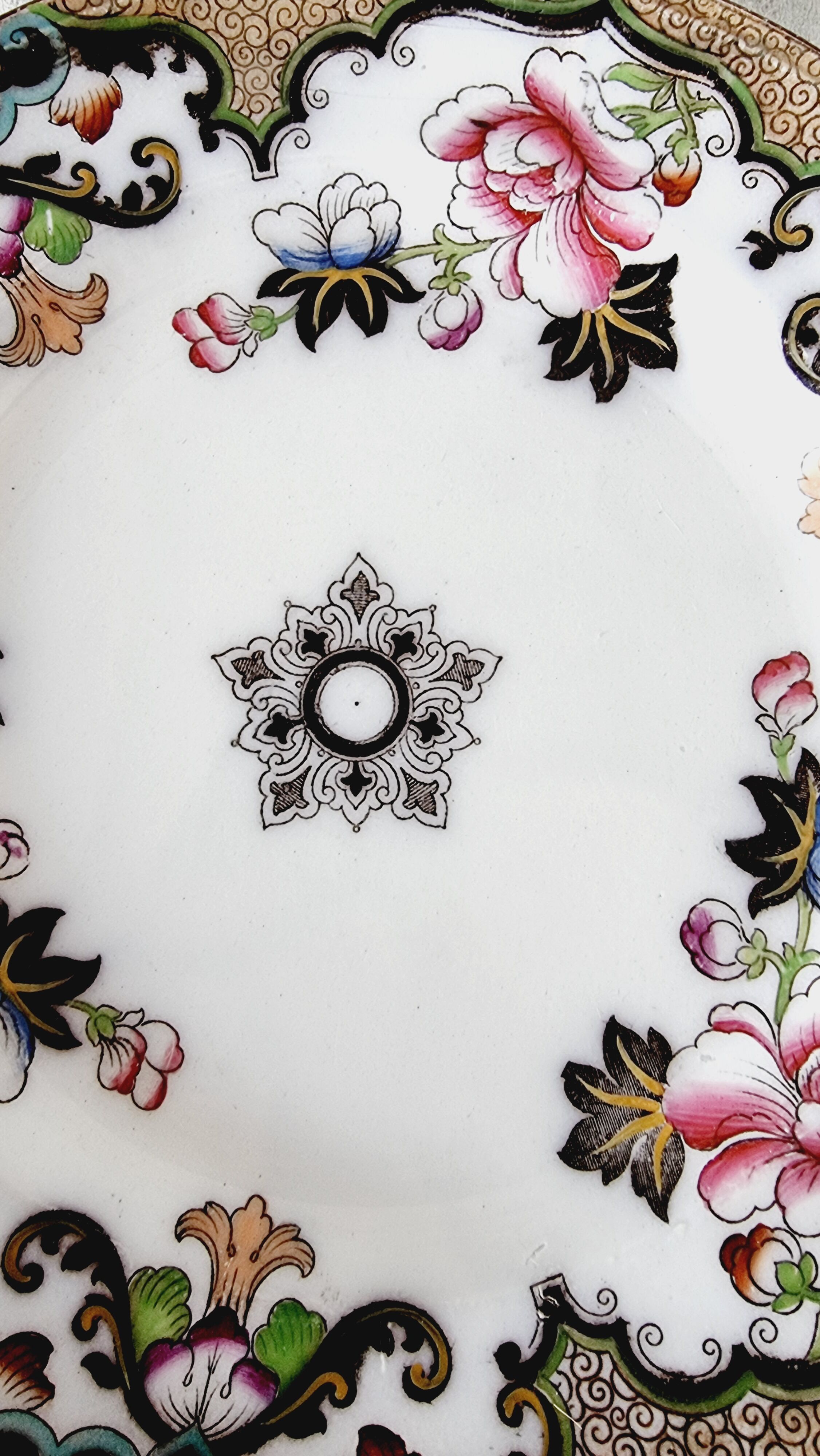 English Ceramic Plate Beech Hancock mod: Jeddo S.XIX Chinese Inspired Floral Patterns