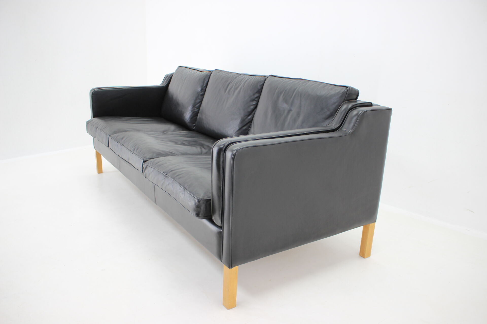 1980s Black Leather 3-Seater Sofa by Stouby, Denmark