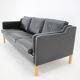 1980s Black Leather 3-Seater Sofa by Stouby, Denmark