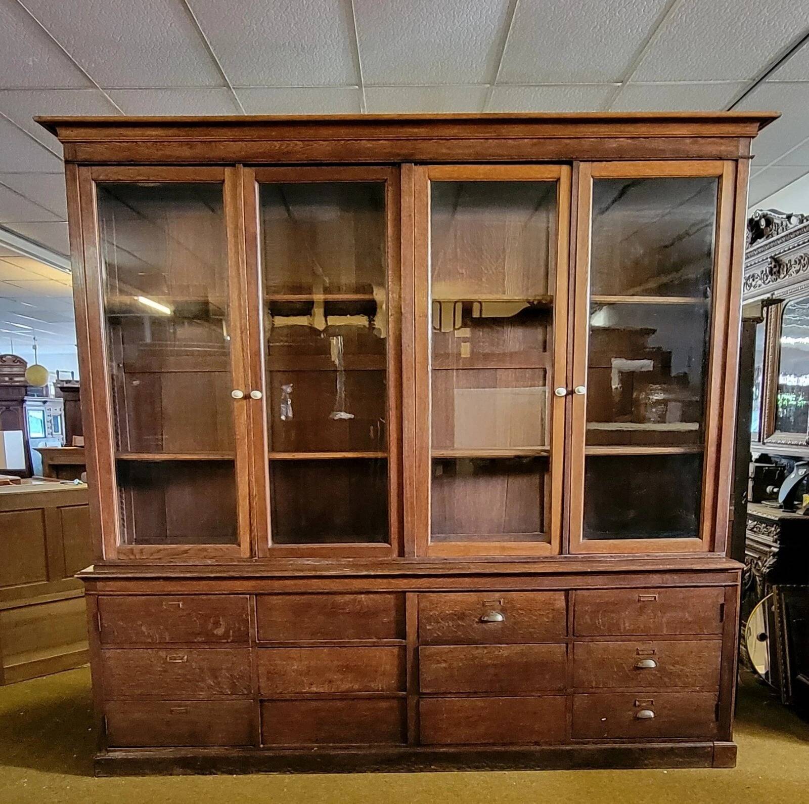 Large, generously sized solid oak display case
